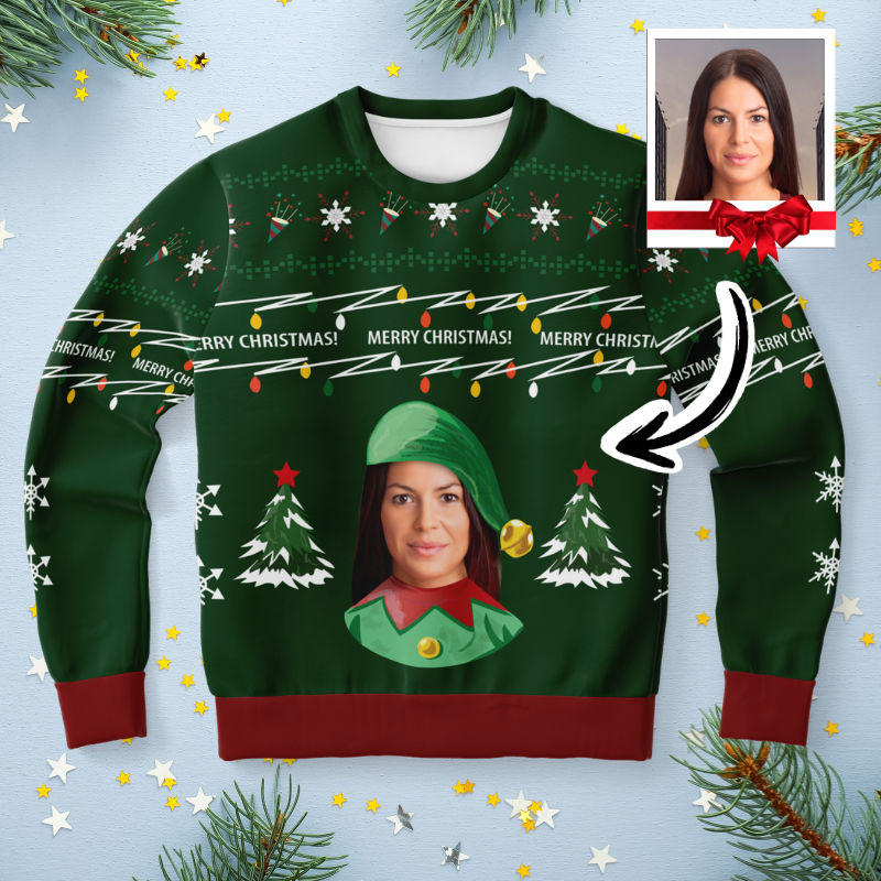 Ugly Christmas Sweater Elf (Groen Vrouw)