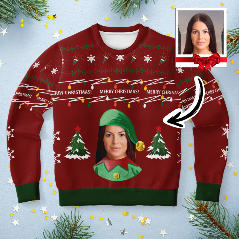 Ugly Christmas Sweater Elf (Rood Vrouw)