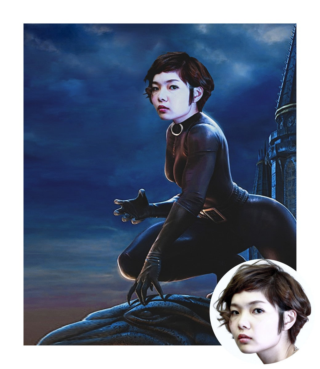 Chat humain - coussin personnalisé