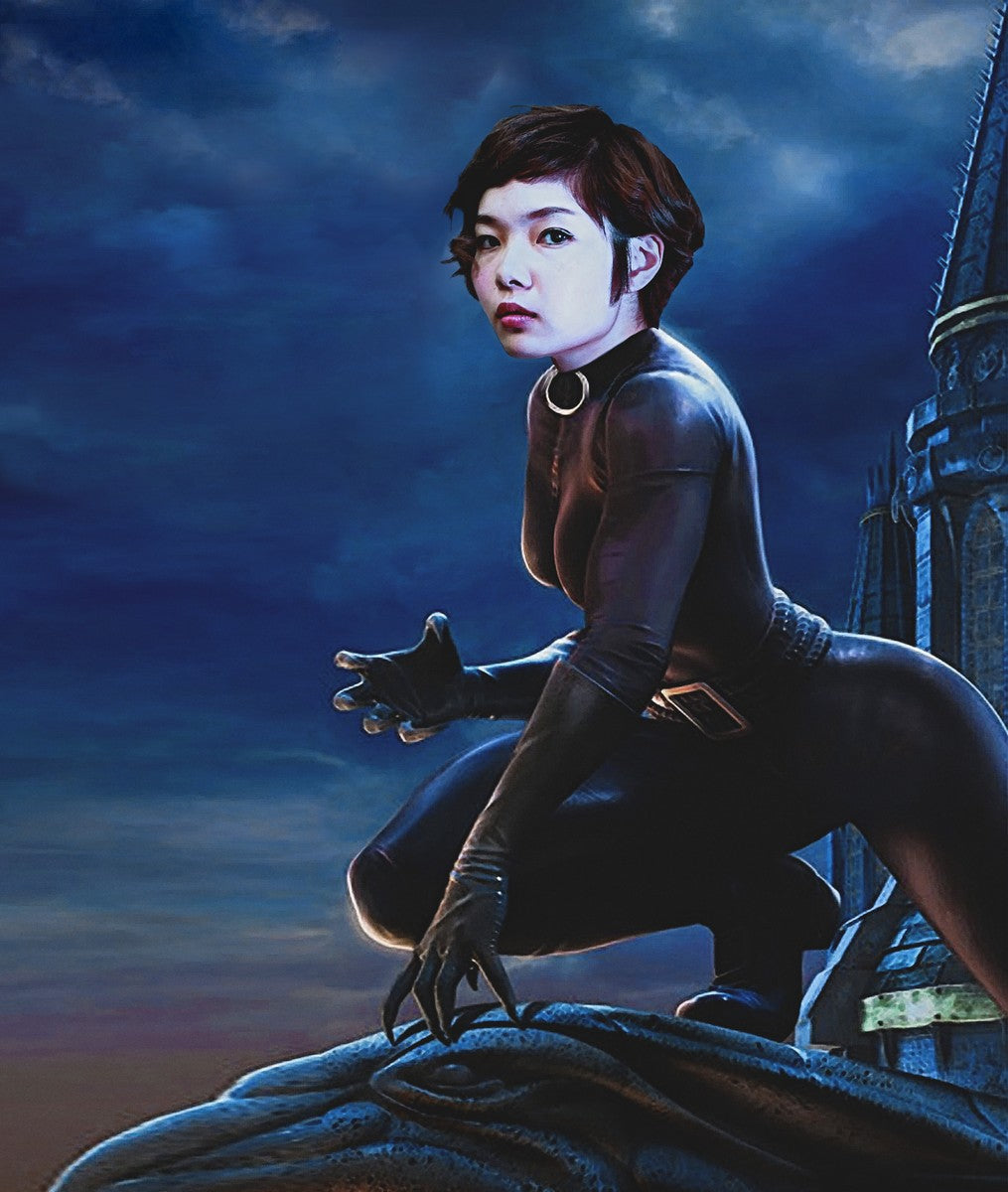 Chat humain - coussin personnalisé