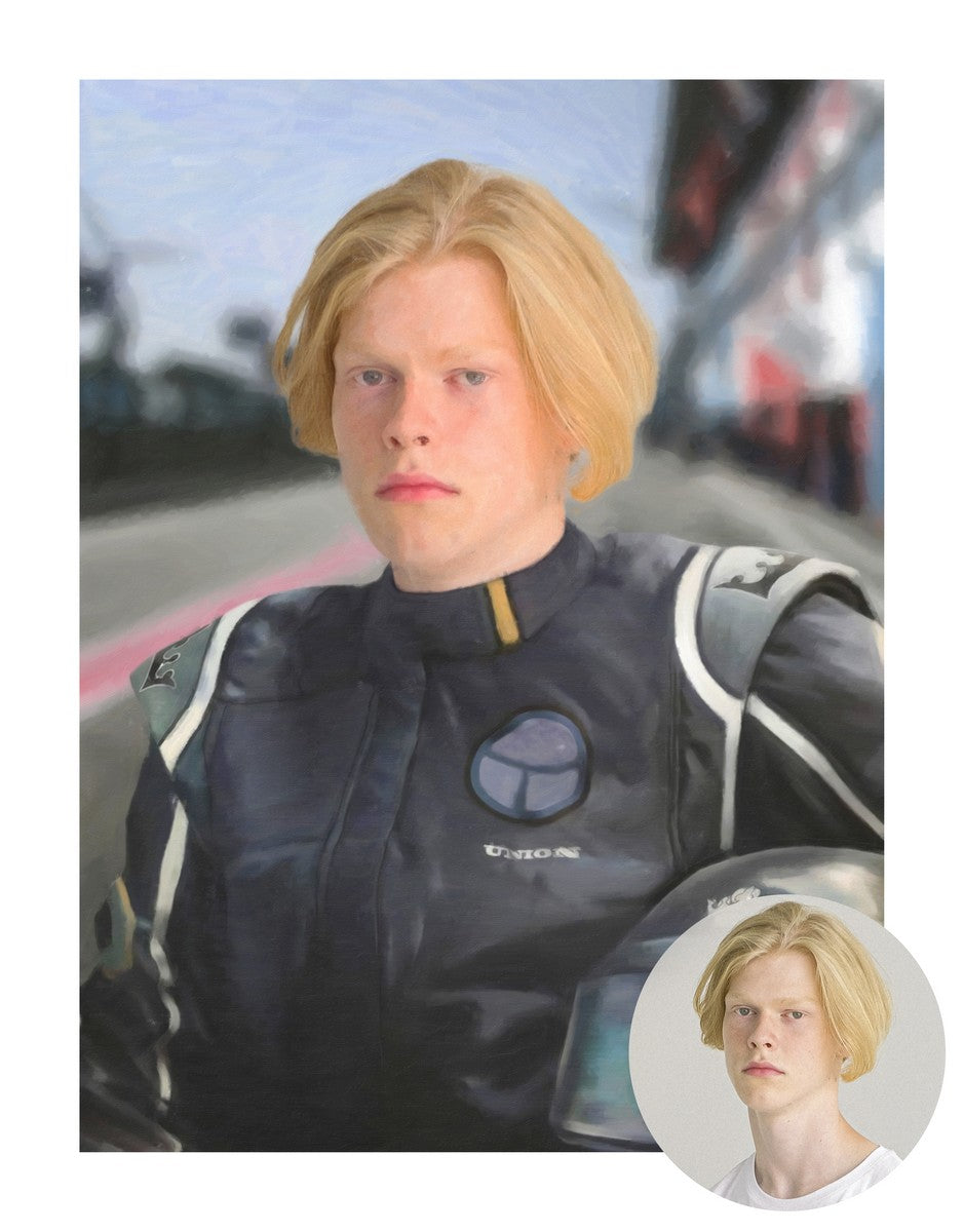 Le pilote de course - Affiche personnalisée